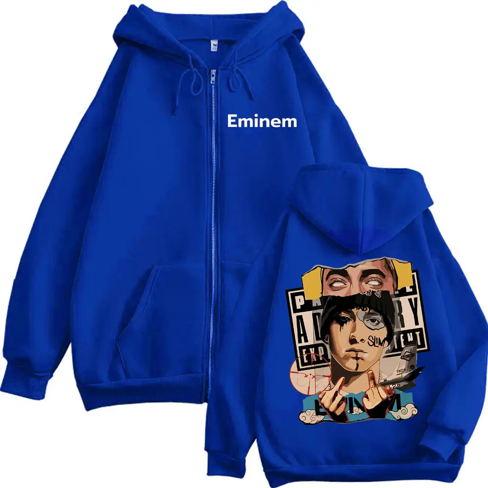 Rapper Eminem Graphic Zipper Hoodie Men Women Fashion Hip Hop Zip Up Sweatshirts Autumn Winter Casual Loose Pullovers Streetwear