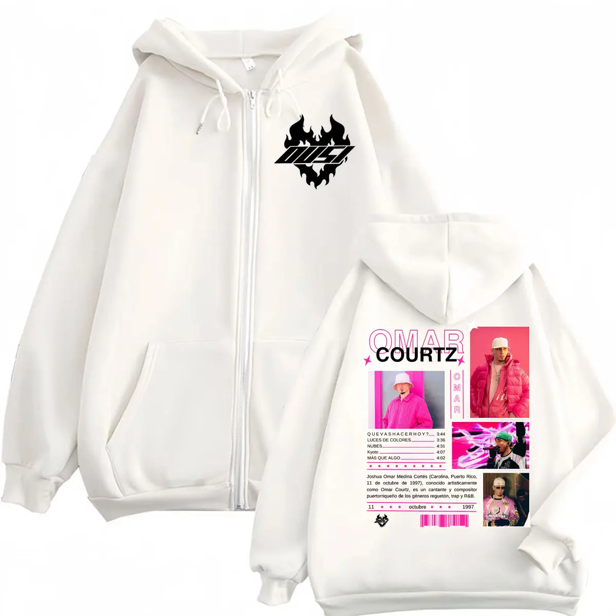 Singer Omar Courtz Merch Zipper Hoodie Harajuku Hip Hop Pop Music Zip Up Sweatshirts Men Women Clothing Fashion Y2k Pullovers