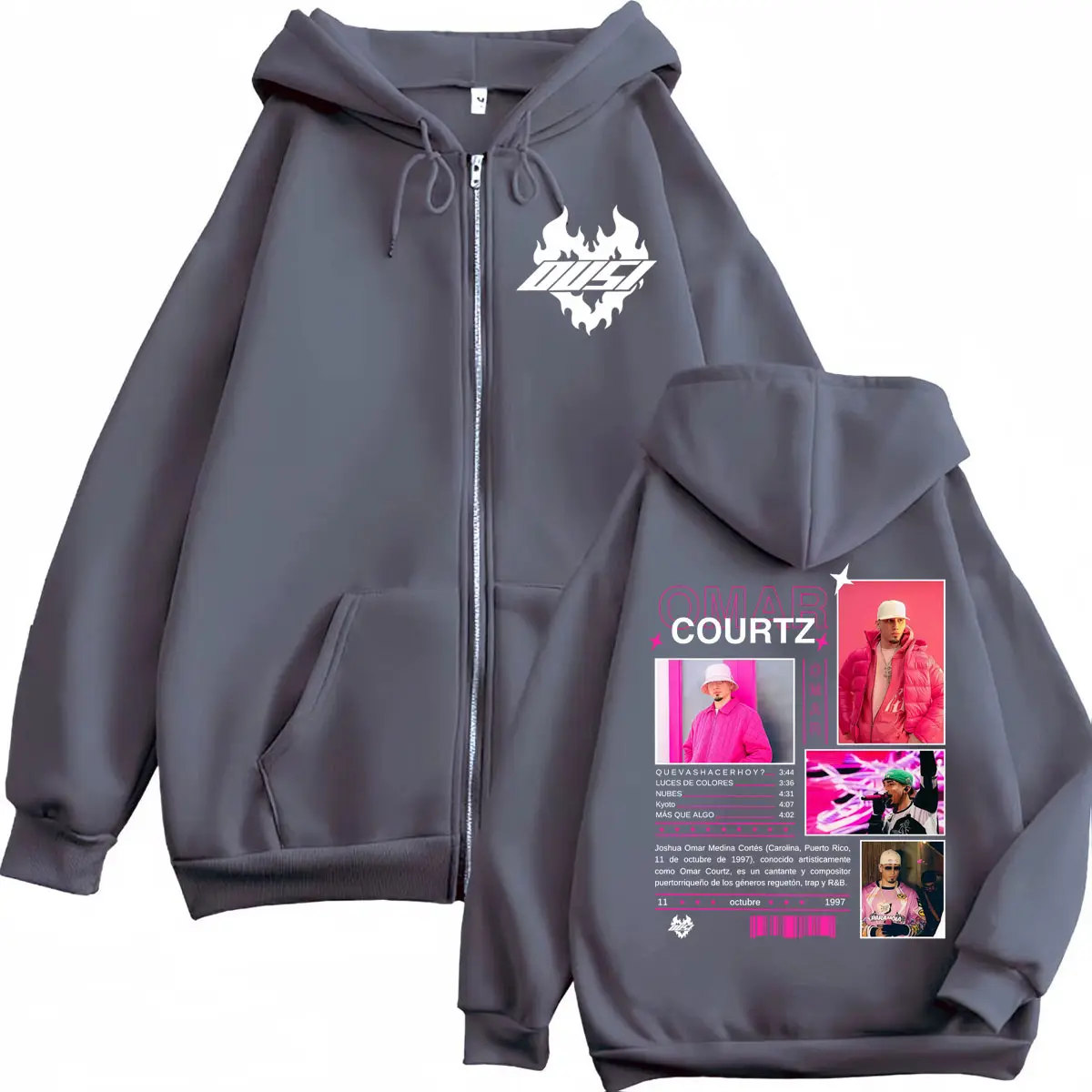 Singer Omar Courtz Merch Zipper Hoodie Harajuku Hip Hop Pop Music Zip Up Sweatshirts Men Women Clothing Fashion Y2k Pullovers
