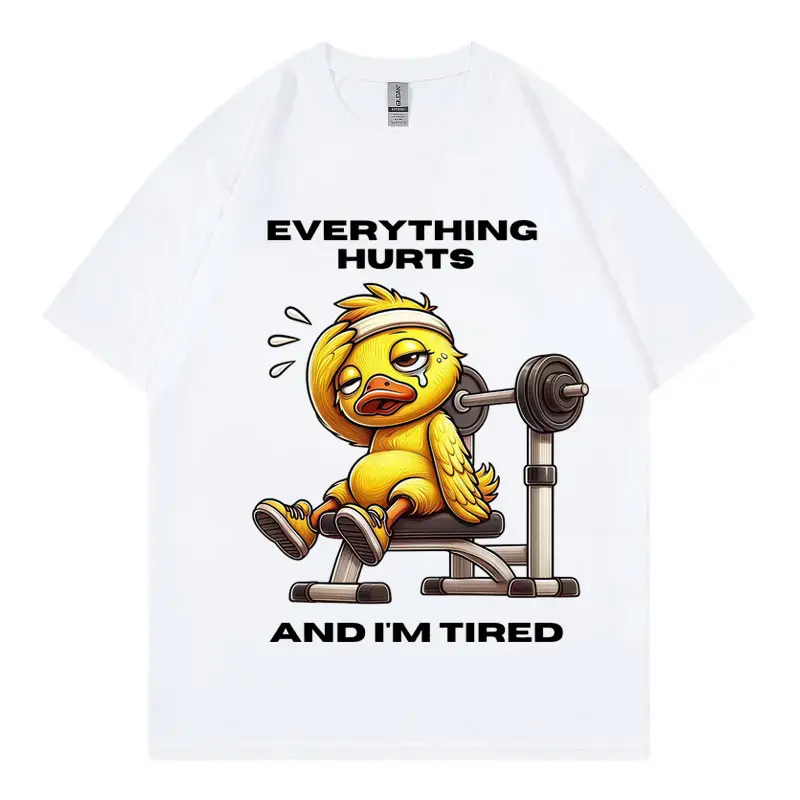 Everything Hurts and I'm Tired T Shirt Funny Gym Workout Short Sleeve T-shirt Summer Fashion Casual Loose Cotton T-shirts Unisex