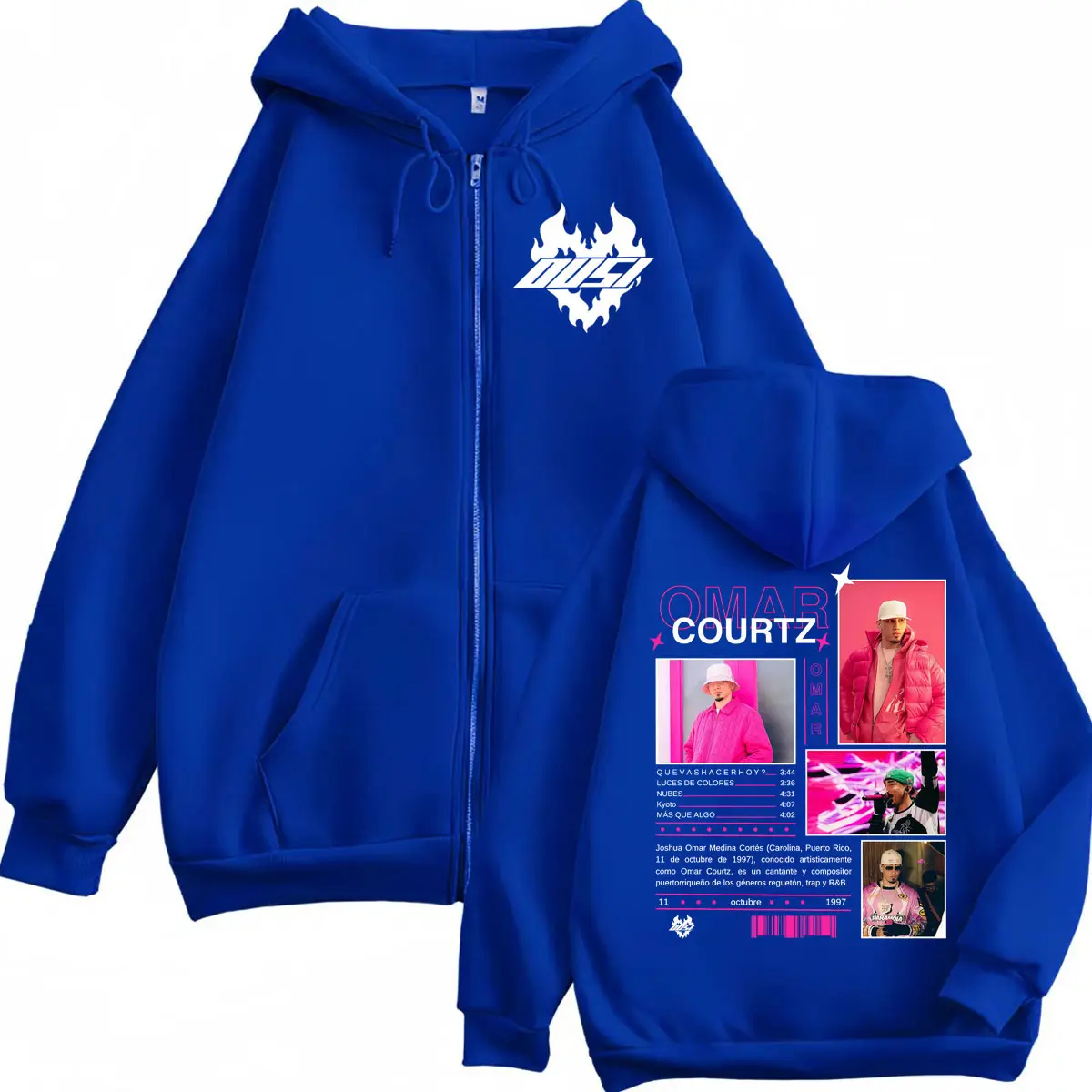Singer Omar Courtz Merch Zipper Hoodie Harajuku Hip Hop Pop Music Zip Up Sweatshirts Men Women Clothing Fashion Y2k Pullovers