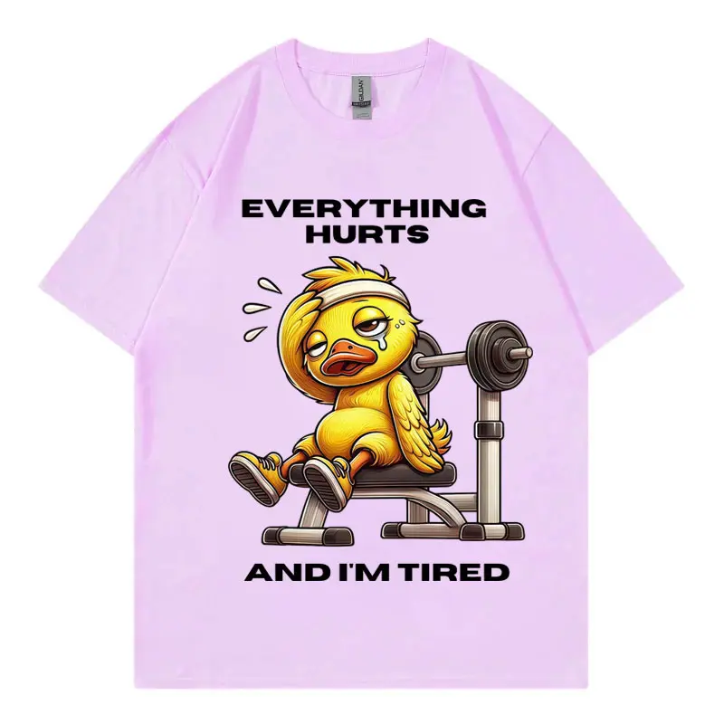 Everything Hurts and I'm Tired T Shirt Funny Gym Workout Short Sleeve T-shirt Summer Fashion Casual Loose Cotton T-shirts Unisex