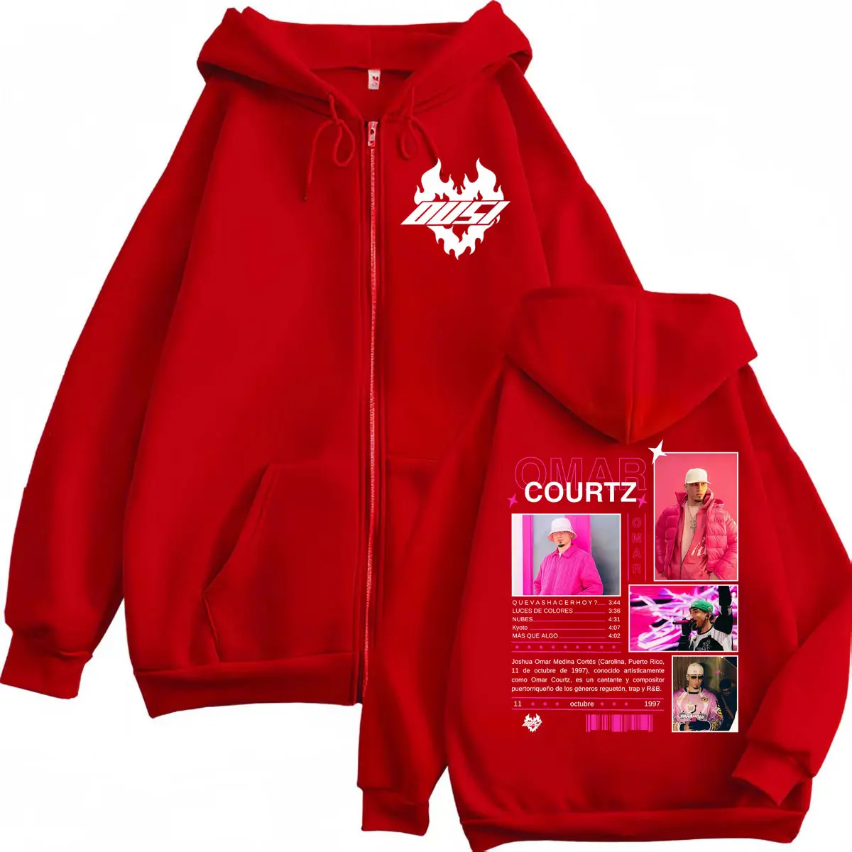 Singer Omar Courtz Merch Zipper Hoodie Harajuku Hip Hop Pop Music Zip Up Sweatshirts Men Women Clothing Fashion Y2k Pullovers