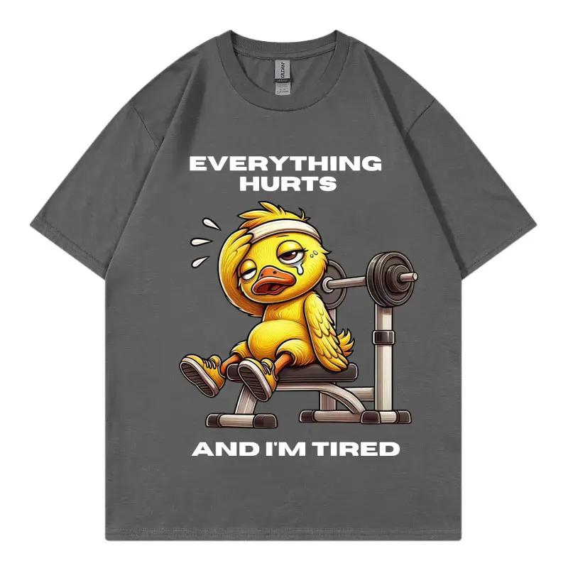 Everything Hurts and I'm Tired T Shirt Funny Gym Workout Short Sleeve T-shirt Summer Fashion Casual Loose Cotton T-shirts Unisex