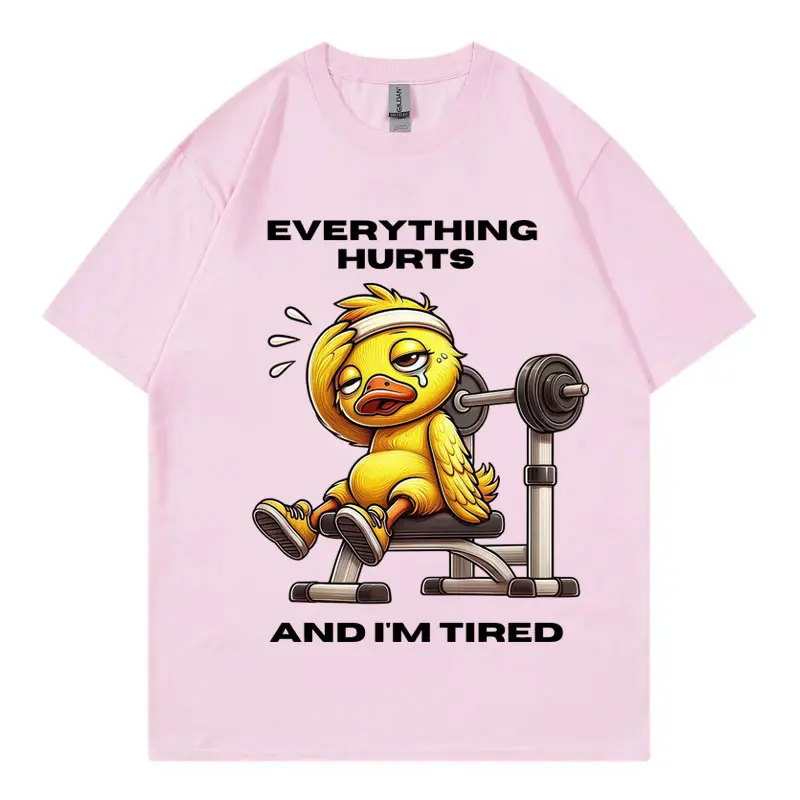 Everything Hurts and I'm Tired T Shirt Funny Gym Workout Short Sleeve T-shirt Summer Fashion Casual Loose Cotton T-shirts Unisex