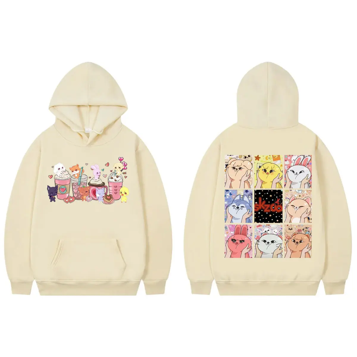 Kpop ATEEZ Cartoon Graphic Hoodie Men Women Clothing Fashion Y2k Oversized Pullovers High Quality Fleece Long Sleeve Sweatshirts
