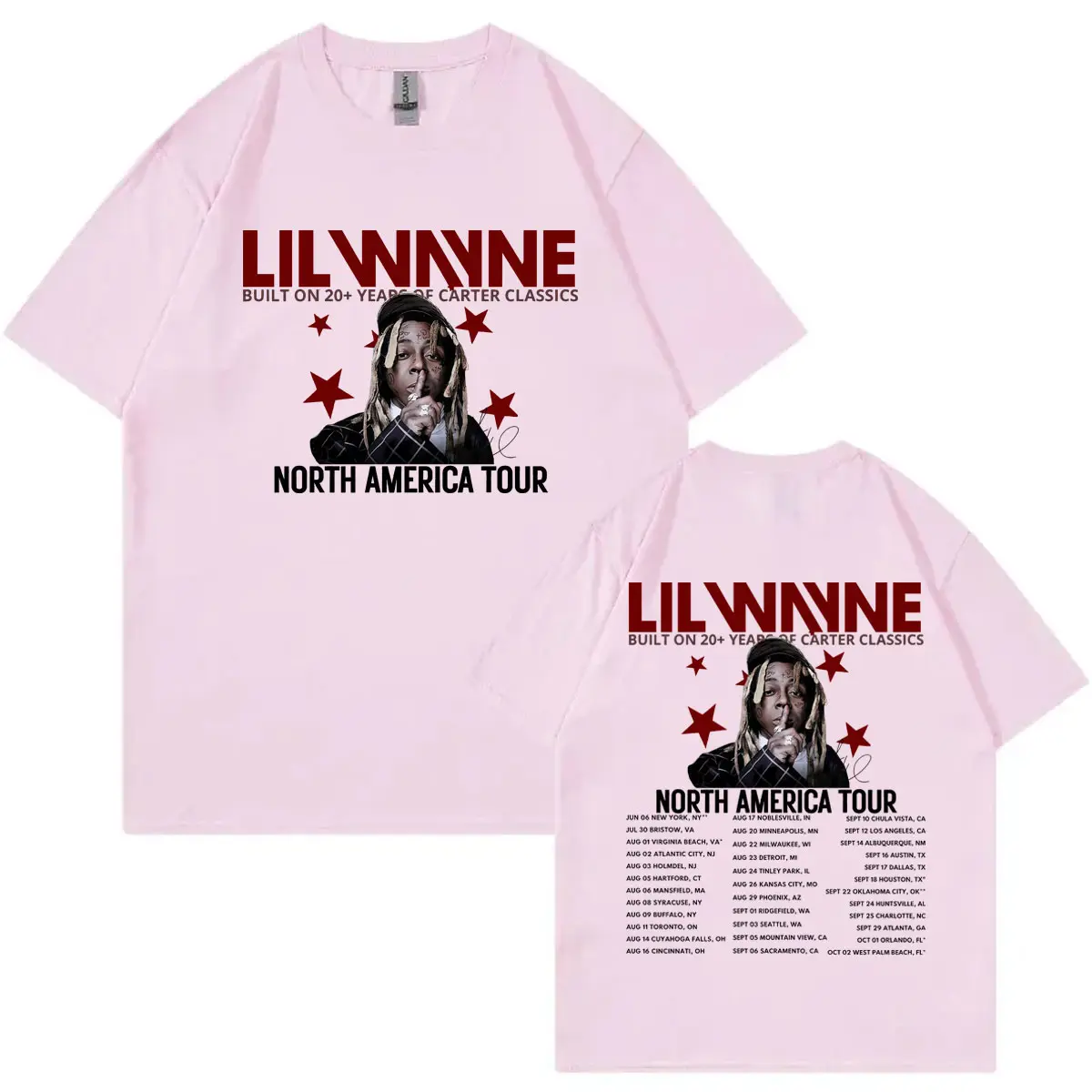 Rapper Lil Wayne Tour 2025 Double Sided Graphic T Shirts Hip Hop Vintage Short Sleeve T-shirts Men Women Casual Cotton T-shirt