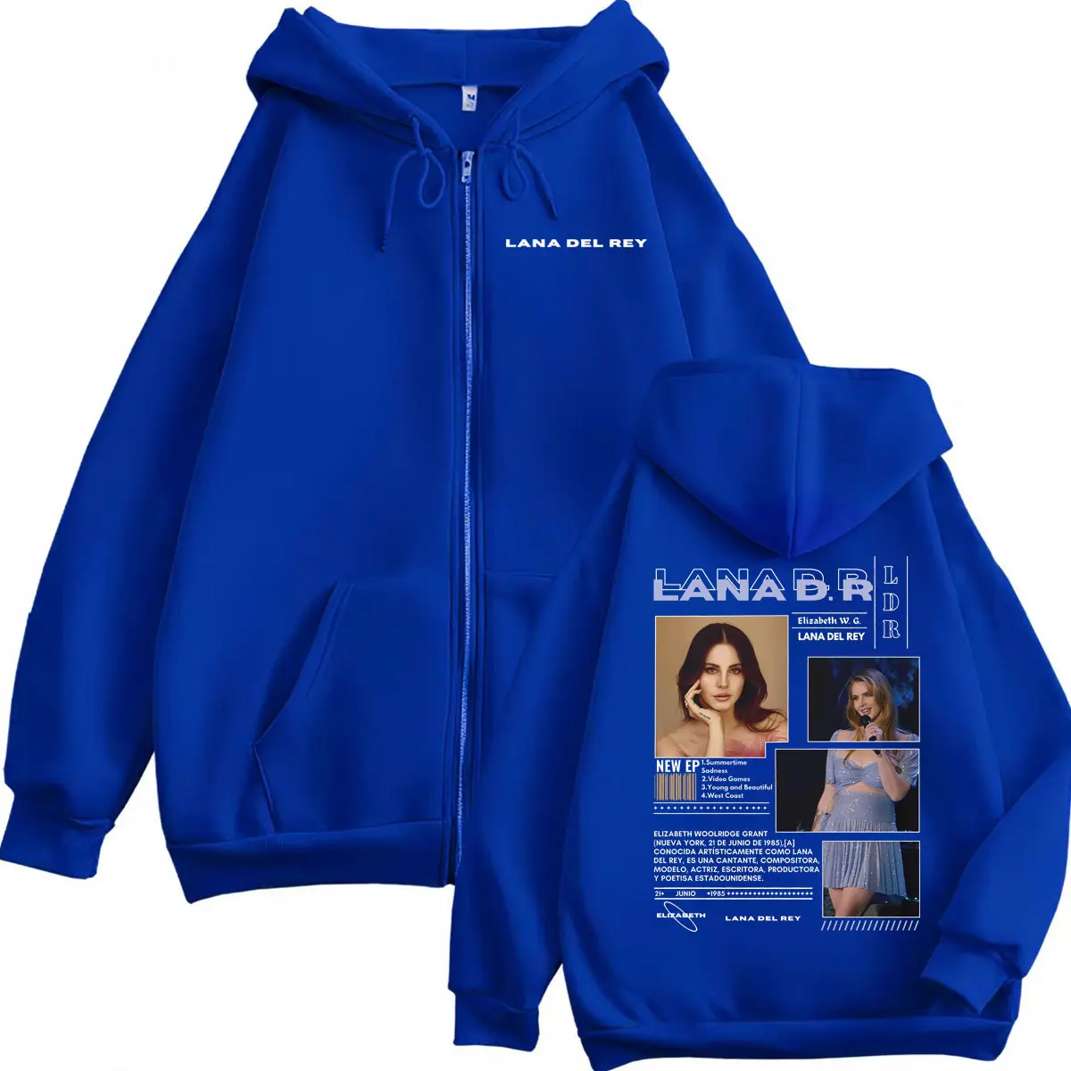 Singer Lana Del Rey Graphic Zipper Hoodie Men Women Clothing Fashion Aesthetic Zip Up Pullovers Casual Loose Fleece Sweatshirts