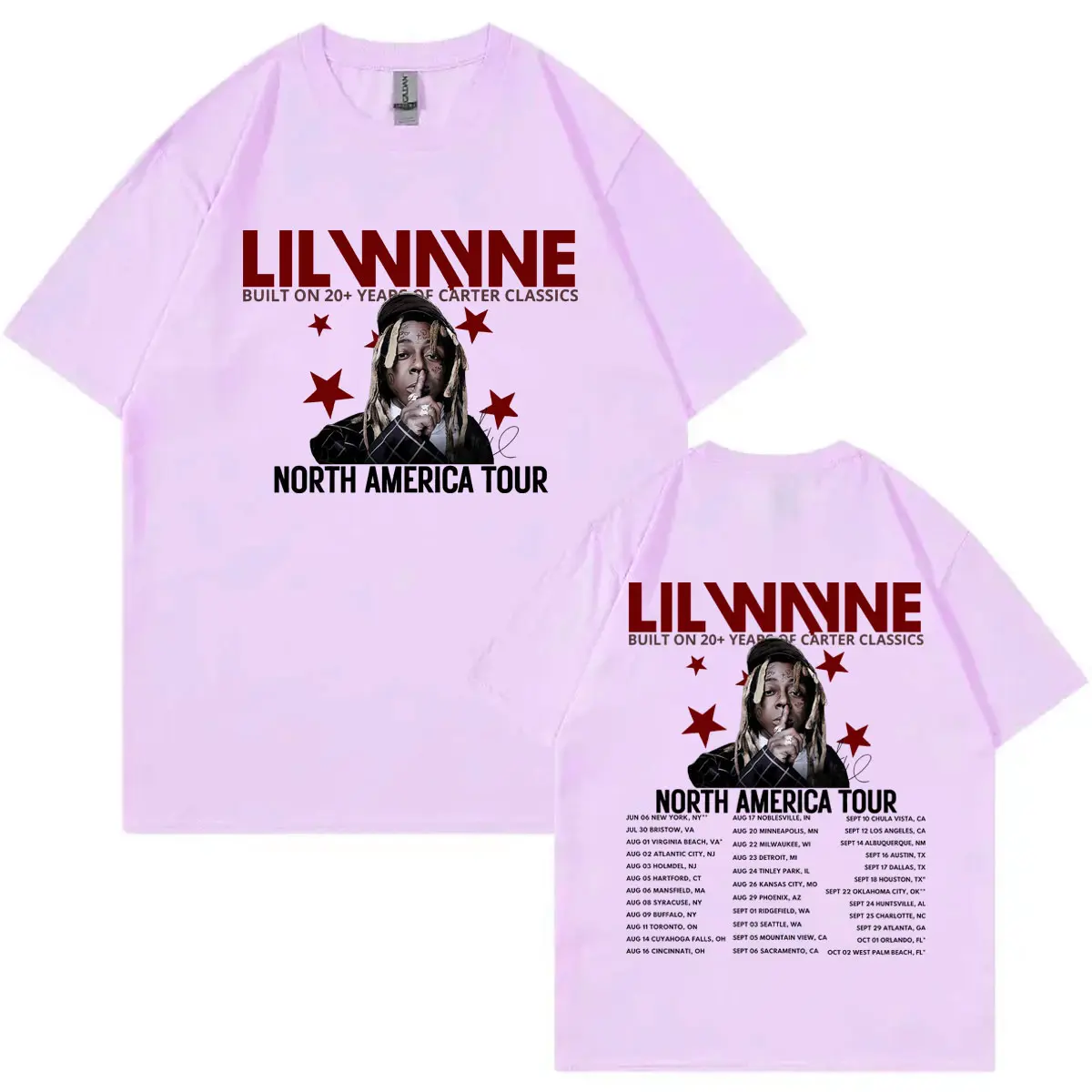 Rapper Lil Wayne Tour 2025 Double Sided Graphic T Shirts Hip Hop Vintage Short Sleeve T-shirts Men Women Casual Cotton T-shirt
