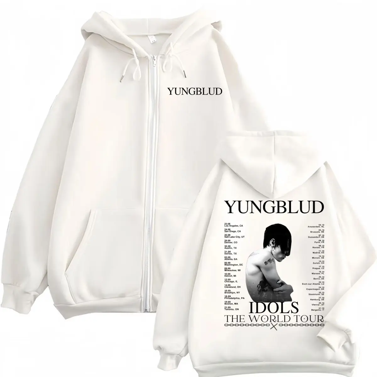 Yungblud IDOlS The World Tour 2025 Graphic Zipper Hoodies Men Women Fashion Rock Zip Up Sweatshirt Casual Loose Fleece Pullovers