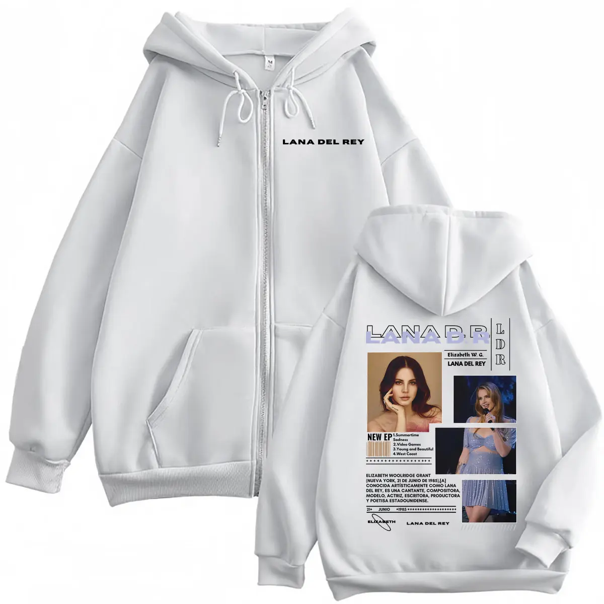 Singer Lana Del Rey Graphic Zipper Hoodie Men Women Clothing Fashion Aesthetic Zip Up Pullovers Casual Loose Fleece Sweatshirts
