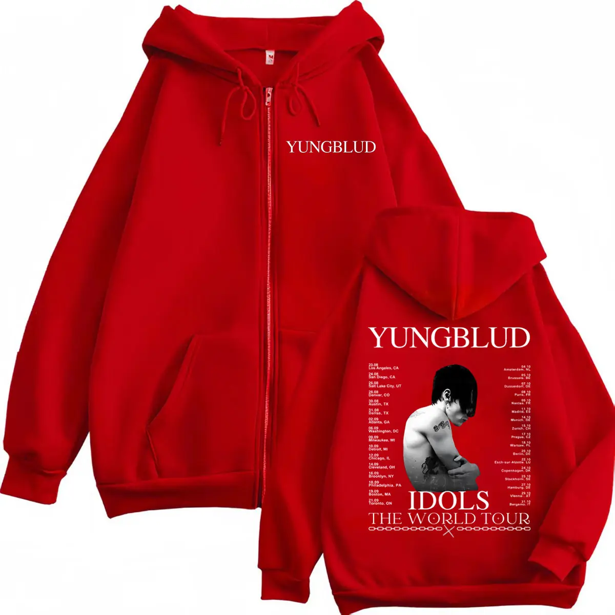 Yungblud IDOlS The World Tour 2025 Graphic Zipper Hoodies Men Women Fashion Rock Zip Up Sweatshirt Casual Loose Fleece Pullovers