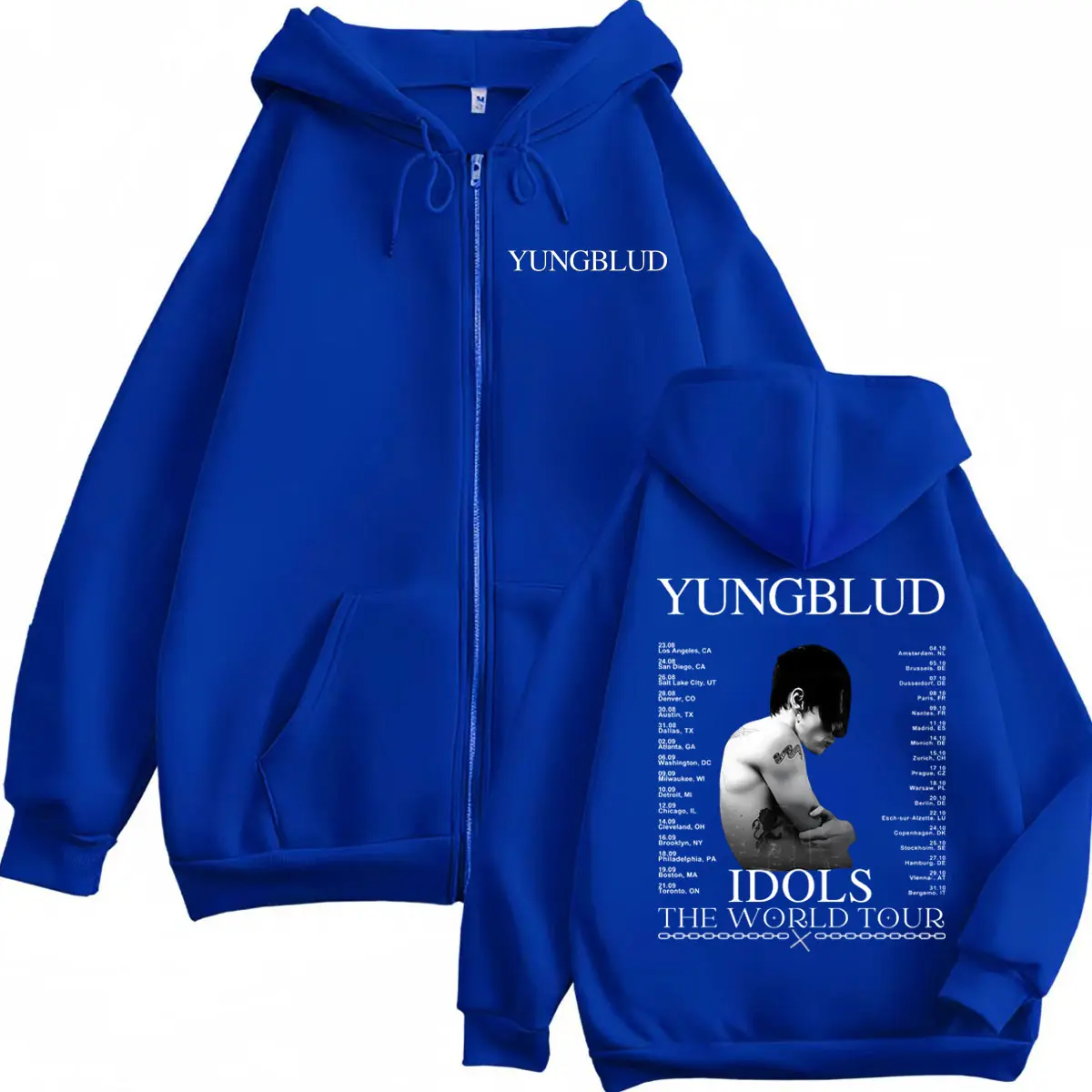 Yungblud IDOlS The World Tour 2025 Graphic Zipper Hoodies Men Women Fashion Rock Zip Up Sweatshirt Casual Loose Fleece Pullovers
