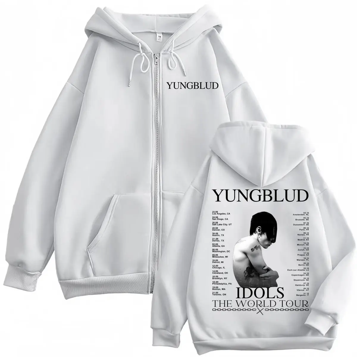 Yungblud IDOlS The World Tour 2025 Graphic Zipper Hoodies Men Women Fashion Rock Zip Up Sweatshirt Casual Loose Fleece Pullovers