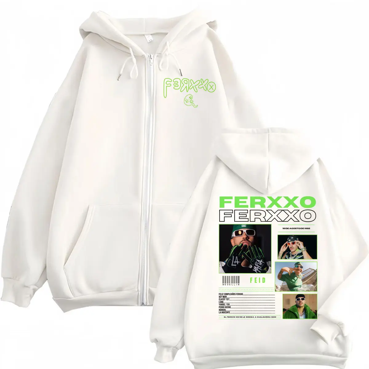 Rapper Feid Ferxxo Album Merch Zipper Hoodie Men Women Clothing Fashion Hip Hop Zip Up Sweatshirts High Quality Fleece Pullovers