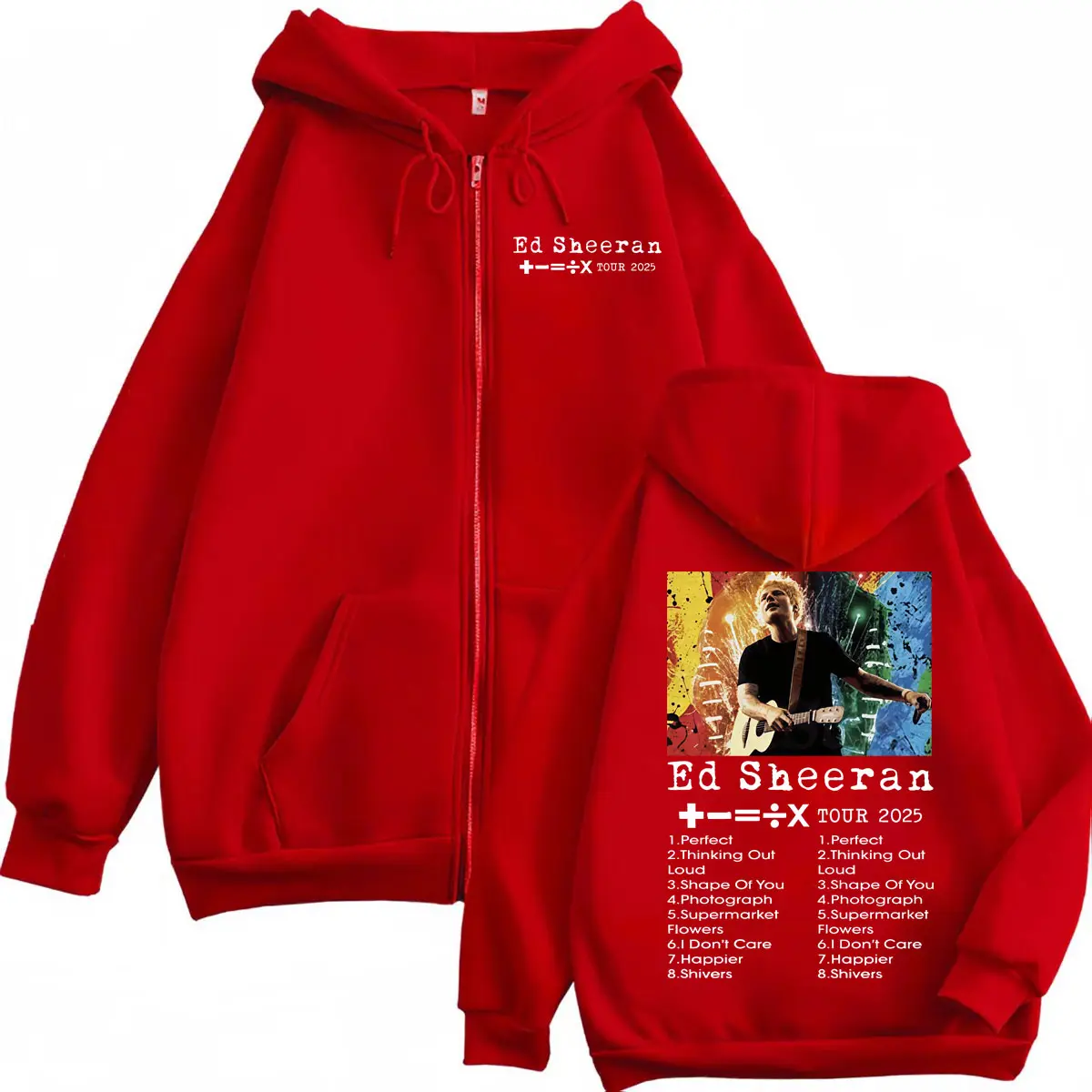 Ed Sheeran Tour 2025 Graphic Zipper Hoodie High Quality Fashion Zip Up Hooded Sweatshirts Men Women Casual Oversized Pullovers