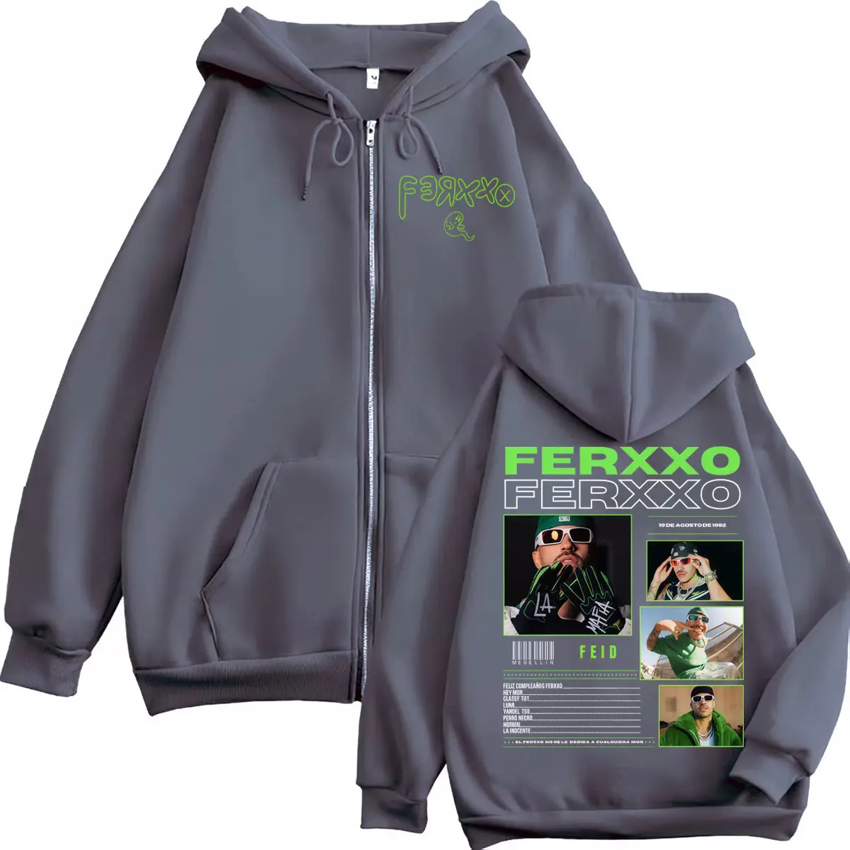 Rapper Feid Ferxxo Album Merch Zipper Hoodie Men Women Clothing Fashion Hip Hop Zip Up Sweatshirts High Quality Fleece Pullovers