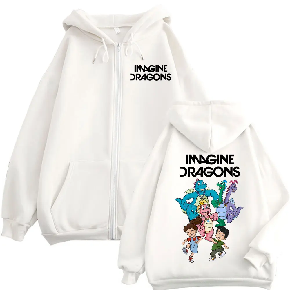 Imagine Dragons Loom World Tour 2025 Zipper Hoodie Harajuku Cartoon Zip Up Sweatshirts Men Women Clothing Fashion Rock Pullovers
