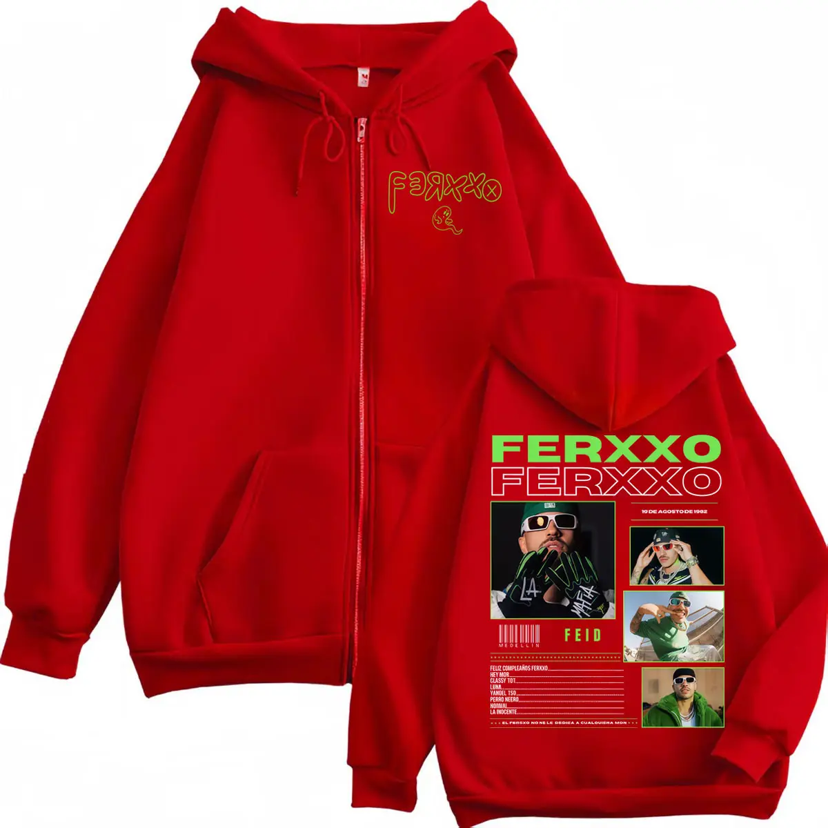 Rapper Feid Ferxxo Album Merch Zipper Hoodie Men Women Clothing Fashion Hip Hop Zip Up Sweatshirts High Quality Fleece Pullovers
