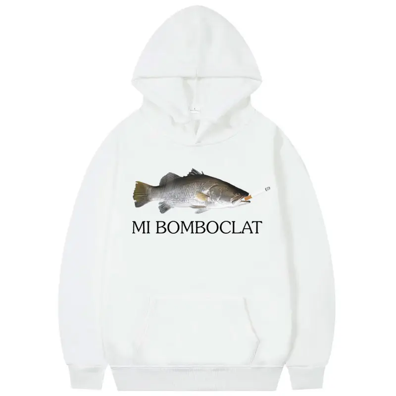 Funny Bomboclat Fish Meme Hoodies High Quality Fashion Oversized Pullovers Men Women Casual Long Sleeve Sweatshirts Streetwear