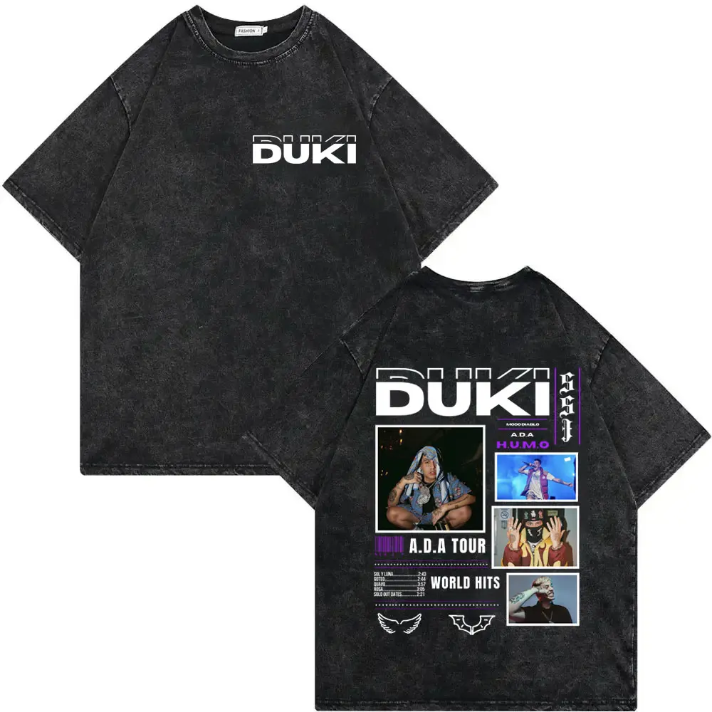Vintage Washed Rapper Duki Concert Graphic T Shirts Men's Women's Fashion Hip Hop T-shirt Summer Casual Short Sleeve T-shirts