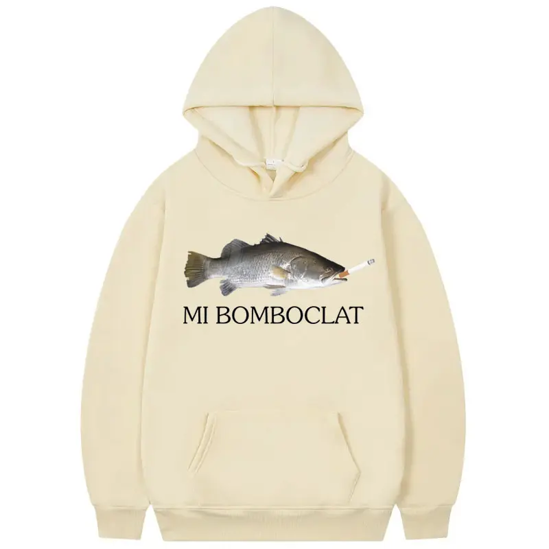 Funny Bomboclat Fish Meme Hoodies High Quality Fashion Oversized Pullovers Men Women Casual Long Sleeve Sweatshirts Streetwear