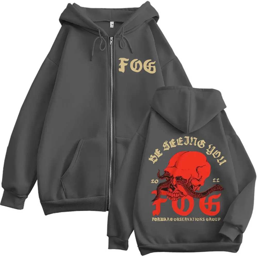 Forward Observations Group Be Seeing You Zipper Hoodie Fashion Y2k Oversized Zip Up Sweatshirt Unisex Oversized Fleece Pullovers