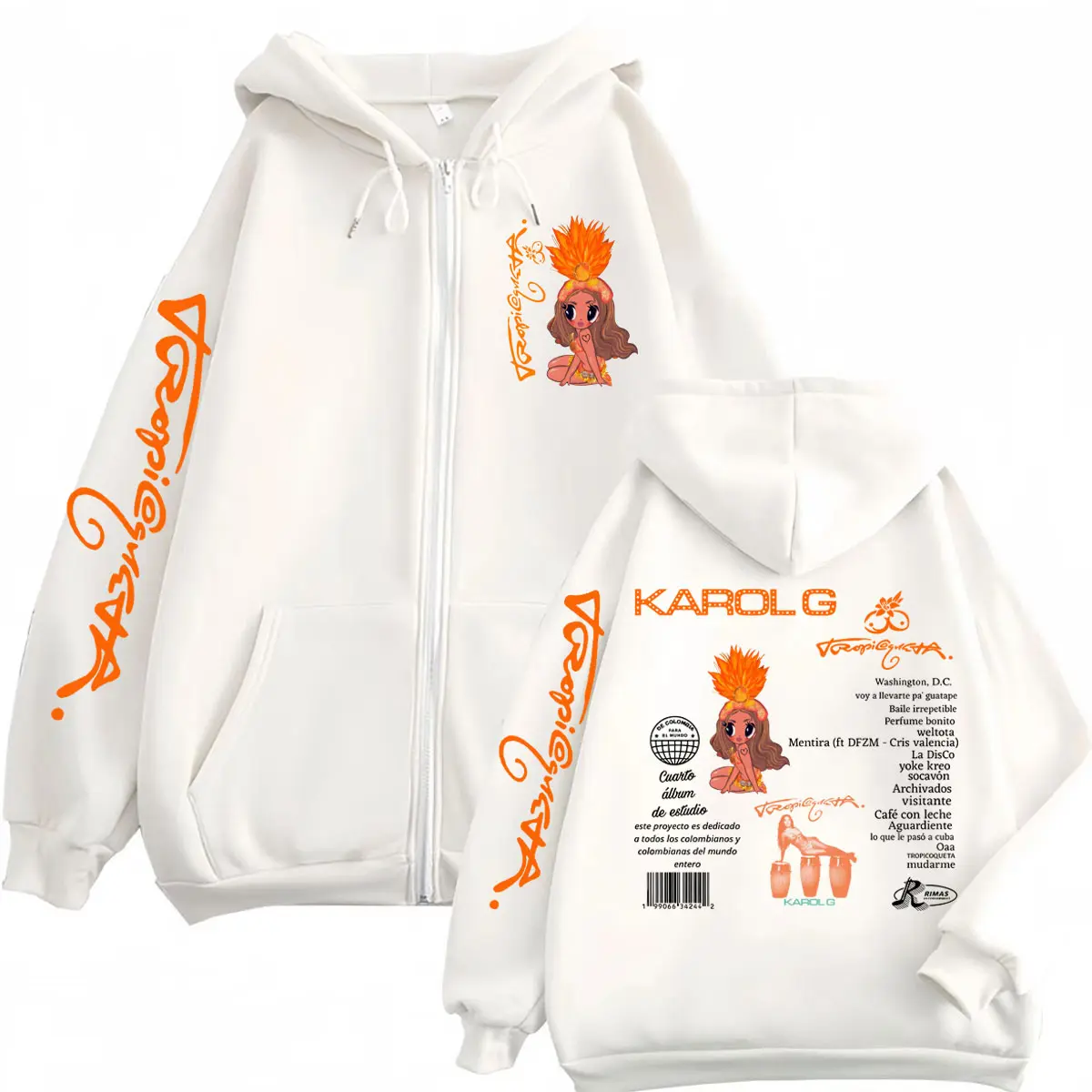 Singer Karol G Tropicoqueta 2025 New Album Zipper Hoodies Men Women Clothing Fashion Y2k Zip Up Pullovers Pop Music Jacket Coat