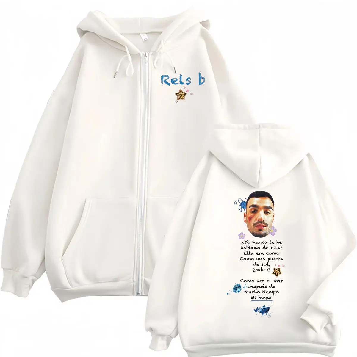 Rapper Rels B Merch Zipper Hoodie Men Women Clothing Oversized Zip Up Jacket Sweatshirts Autumn Winter Fashion Casual Pullovers
