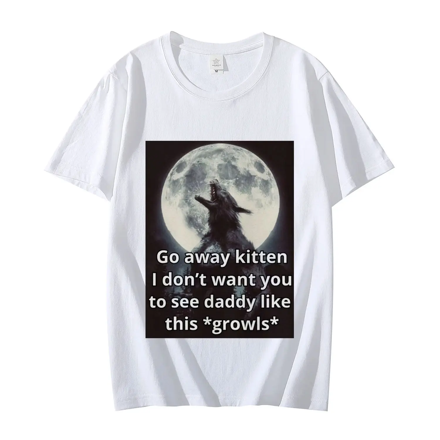 Go Away Kitten Alpha Werewolf T-Shirt Men's Women's Gothic Vintage Short Sleeve T-Shirts High Quality Fashion Oversized T Shirts