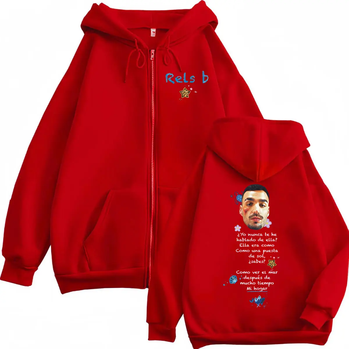 Rapper Rels B Merch Zipper Hoodie Men Women Clothing Oversized Zip Up Jacket Sweatshirts Autumn Winter Fashion Casual Pullovers