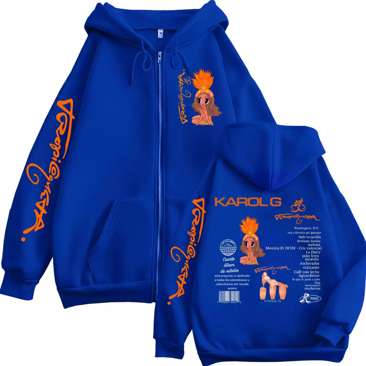 Singer Karol G Tropicoqueta 2025 New Album Zipper Hoodies Men Women Clothing Fashion Y2k Zip Up Pullovers Pop Music Jacket Coat