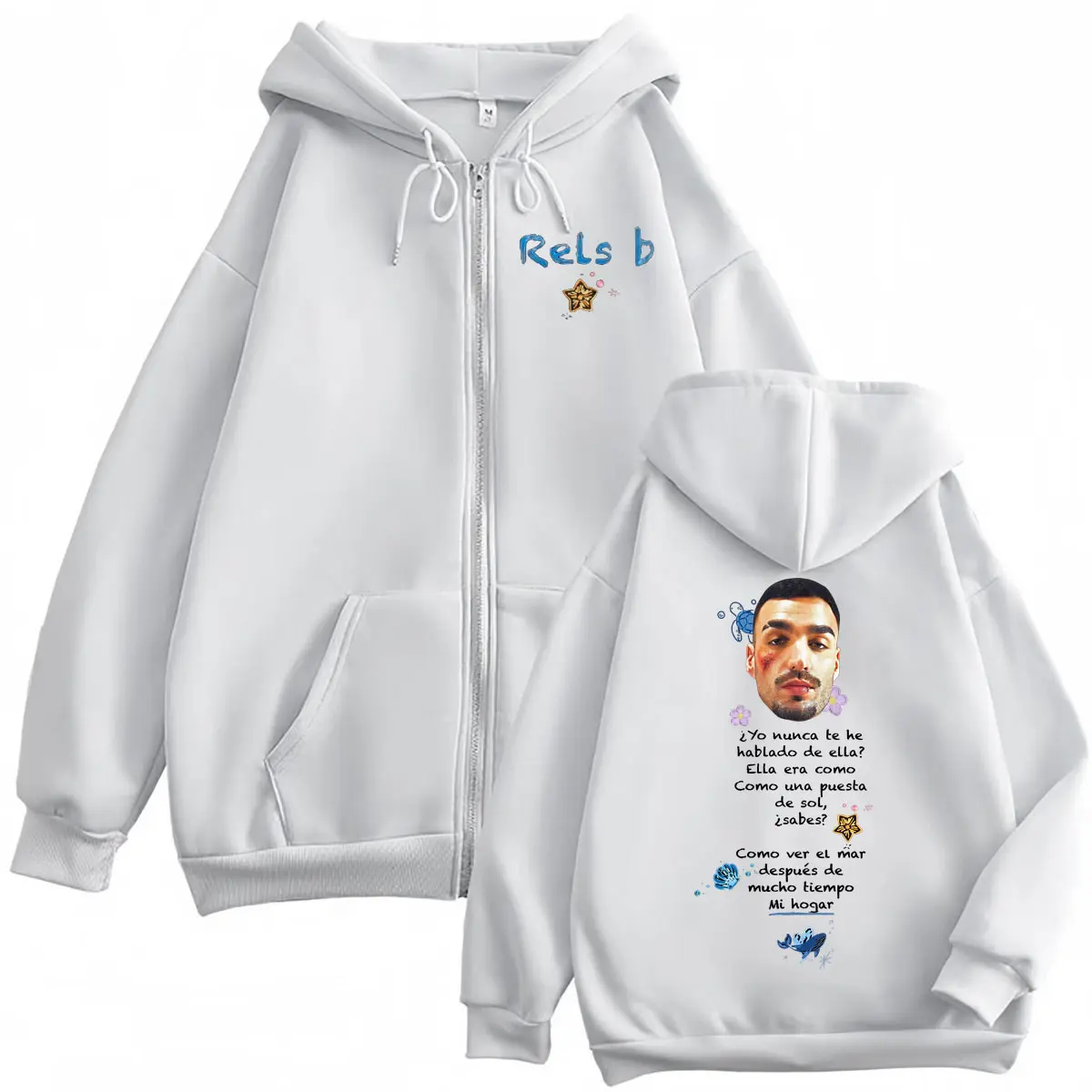 Rapper Rels B Merch Zipper Hoodie Men Women Clothing Oversized Zip Up Jacket Sweatshirts Autumn Winter Fashion Casual Pullovers