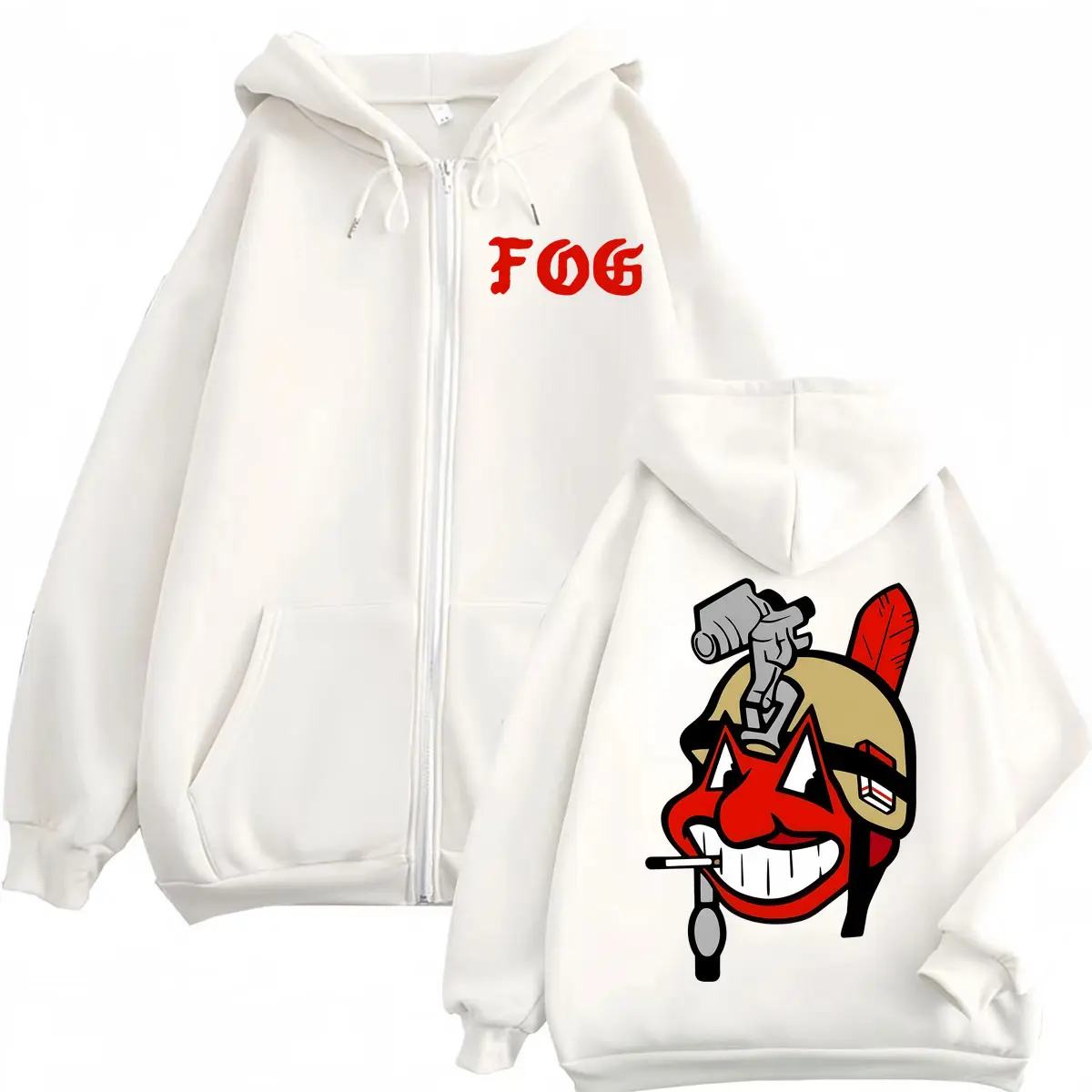 Forward Observations Group Cartoon Zip Up Hoodie Harajuku Y2k Fashion Zipper Sweatshirts Men Women Casual Oversized Pullovers