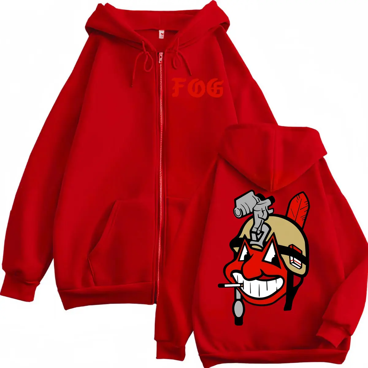 Forward Observations Group Cartoon Zip Up Hoodie Harajuku Y2k Fashion Zipper Sweatshirts Men Women Casual Oversized Pullovers