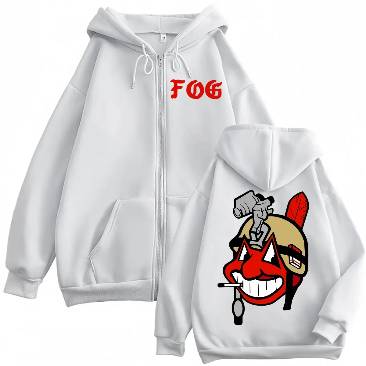 Forward Observations Group Cartoon Zip Up Hoodie Harajuku Y2k Fashion Zipper Sweatshirts Men Women Casual Oversized Pullovers