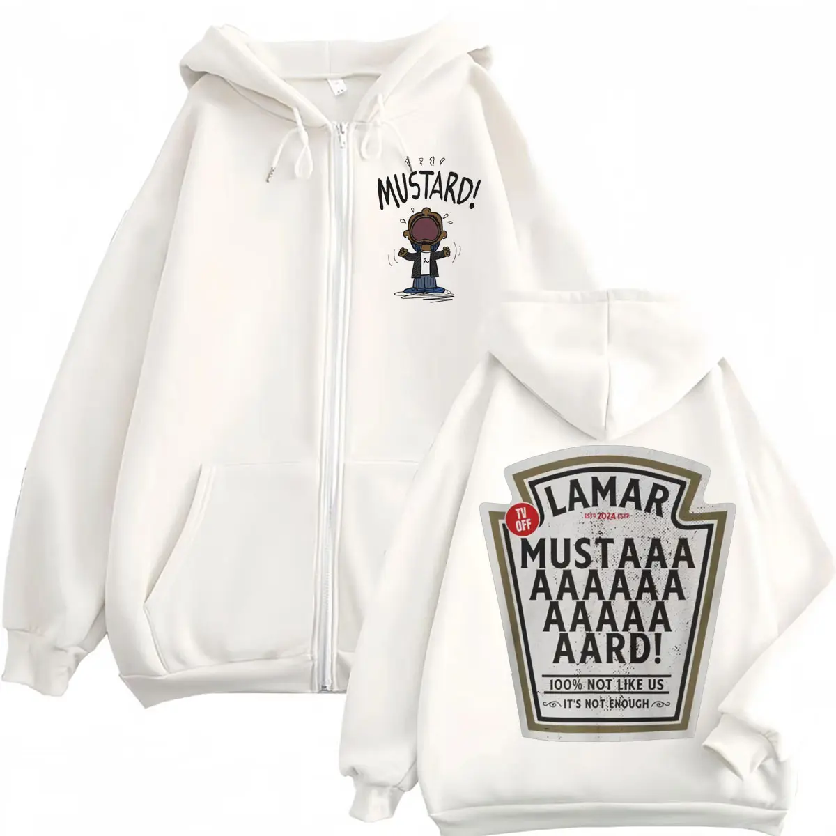 Rapper Kendrick Lamar Mustard Merch Zipper Hoodie Men's Women's Fashion Hip Hop Zip Up Sweatshirts High Quality Fleece Pullovers