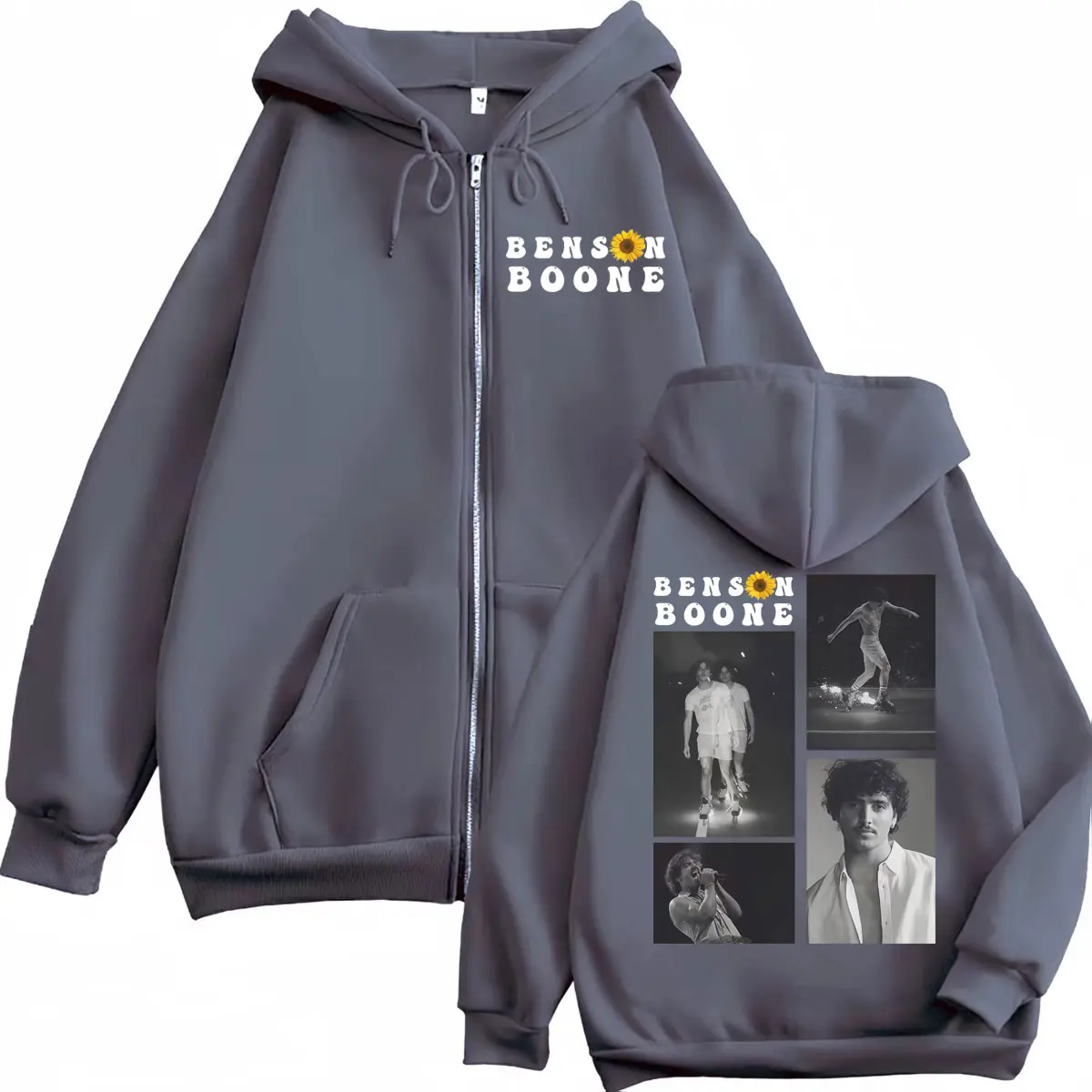 Singer Benson Boone Graphic Zipper Hoodies American Heart World Tour 2025 Zip Up Sweatshirts Mens Women Fashion Retro Pullovers