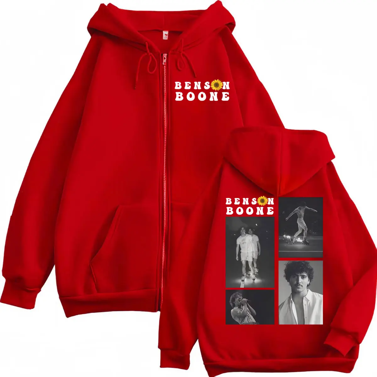 Singer Benson Boone Graphic Zipper Hoodies American Heart World Tour 2025 Zip Up Sweatshirts Mens Women Fashion Retro Pullovers