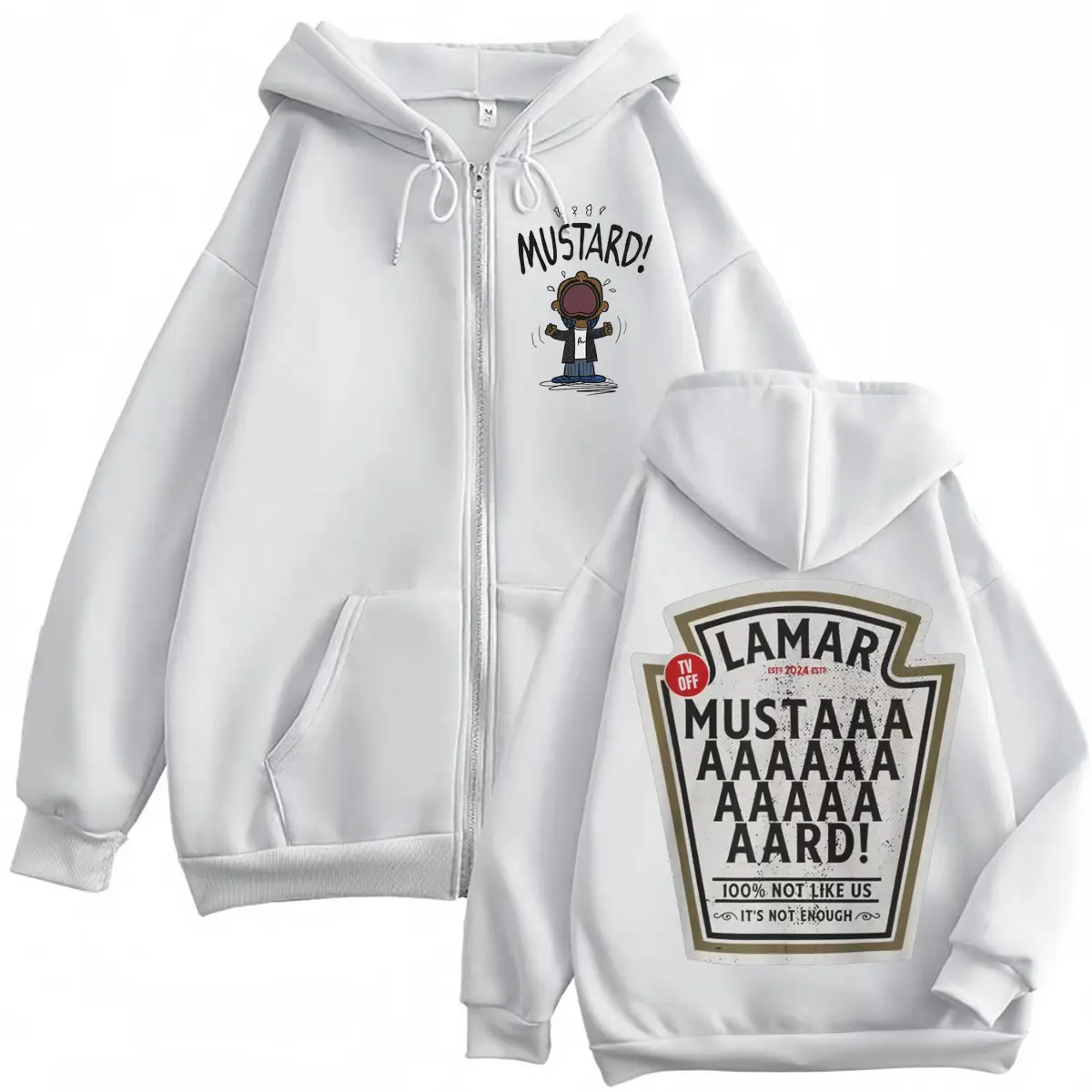 Rapper Kendrick Lamar Mustard Merch Zipper Hoodie Men's Women's Fashion Hip Hop Zip Up Sweatshirts High Quality Fleece Pullovers