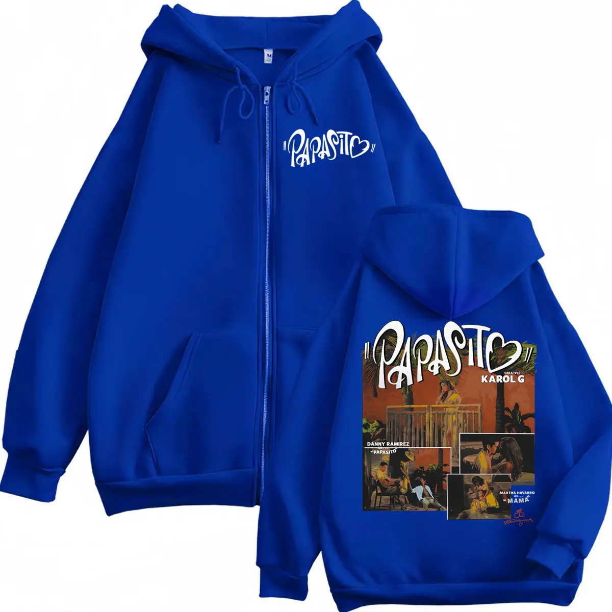 Karol G Tropicoqueta Papasito Graphic Zipper Hoodies Hip Hop Vintage Zip Up Hooded Sweatshirt Men Women Fashion Casual Pullovers