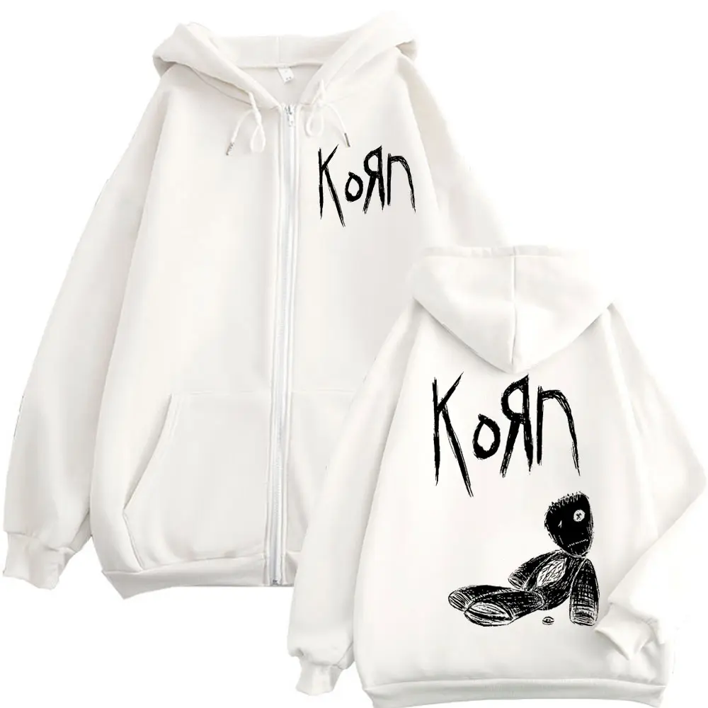 Rock Band Korn Issues Album Zipper Hoodie Men Women Clothing Gothic Vintage Zip Up Sweatshirt Fashion Casual Oversized Pullovers