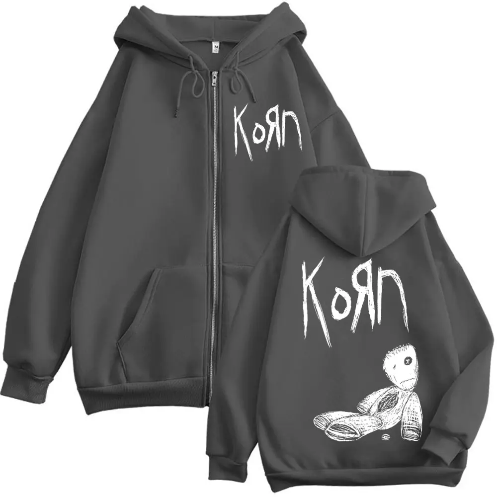 Rock Band Korn Issues Album Zipper Hoodie Men Women Clothing Gothic Vintage Zip Up Sweatshirt Fashion Casual Oversized Pullovers