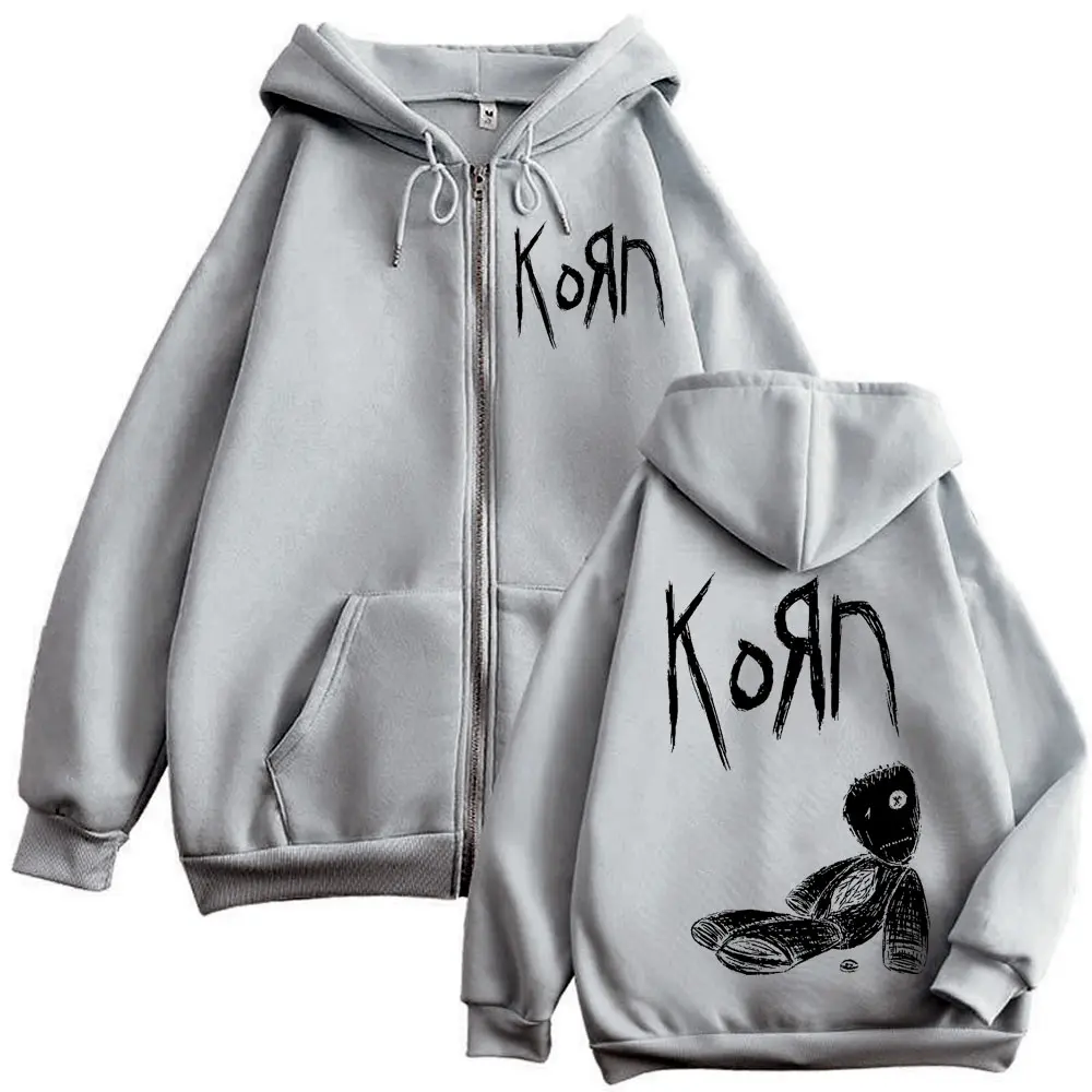 Rock Band Korn Issues Album Zipper Hoodie Men Women Clothing Gothic Vintage Zip Up Sweatshirt Fashion Casual Oversized Pullovers