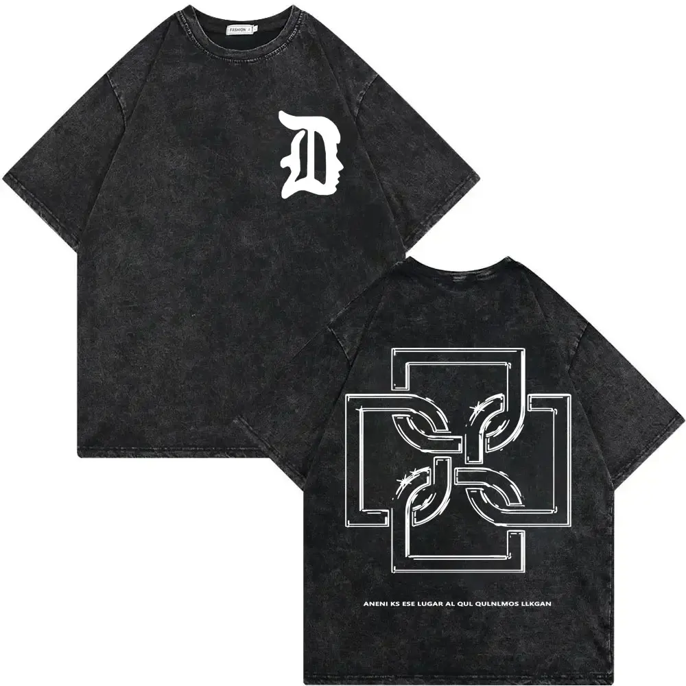 Vintage Washed Rapper Duki ADA Tour Merch T Shirt Men Women Fashion Hip Hop Short Sleeve T-shirt High Quality Cotton T-shirts