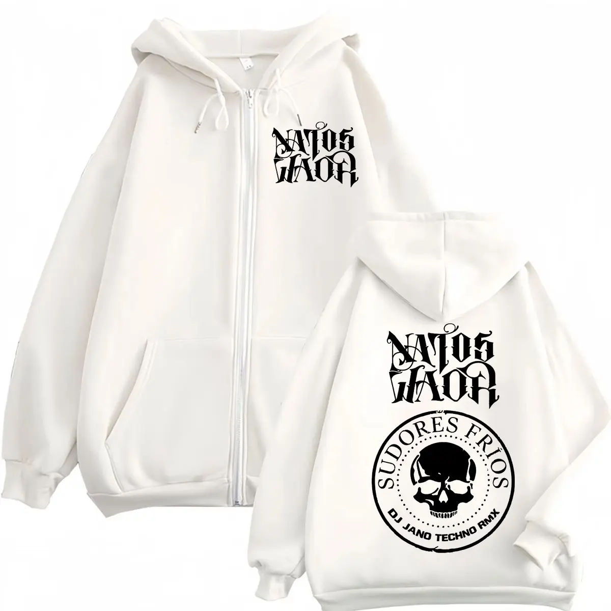 Rap Band Natos Y Waor Double Sided Print Zipper Hoodie Men Women Fashion Hip Hop Zip Up Sweatshirt Casual Loose Fleece Pullovers