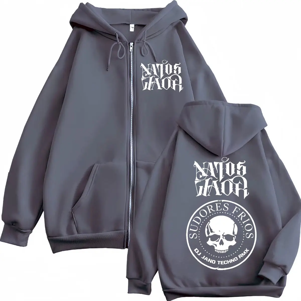 Rap Band Natos Y Waor Double Sided Print Zipper Hoodie Men Women Fashion Hip Hop Zip Up Sweatshirt Casual Loose Fleece Pullovers