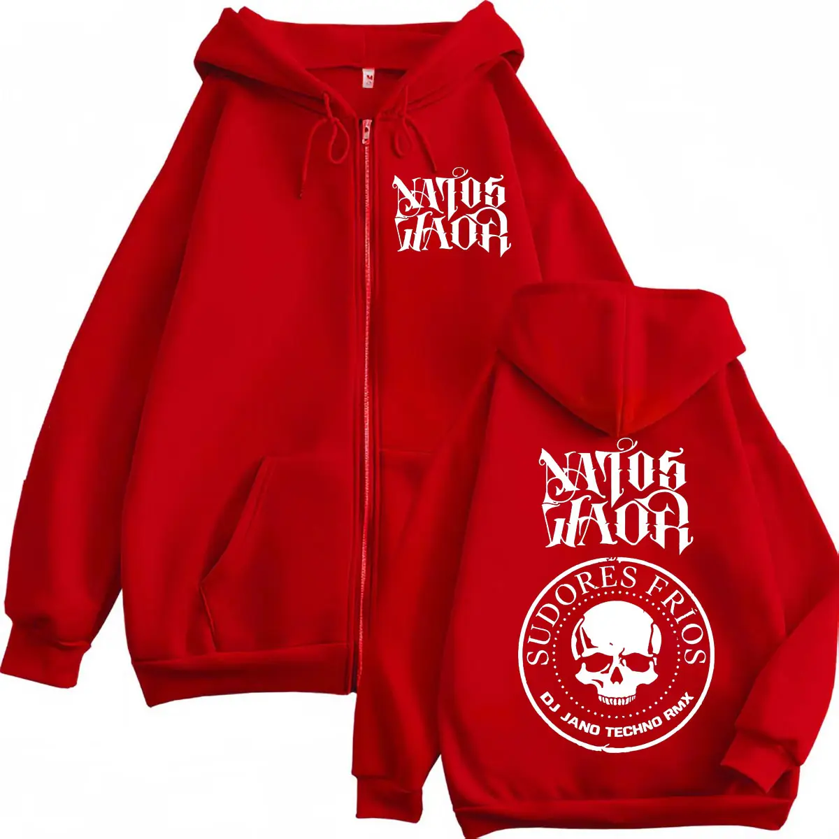 Rap Band Natos Y Waor Double Sided Print Zipper Hoodie Men Women Fashion Hip Hop Zip Up Sweatshirt Casual Loose Fleece Pullovers