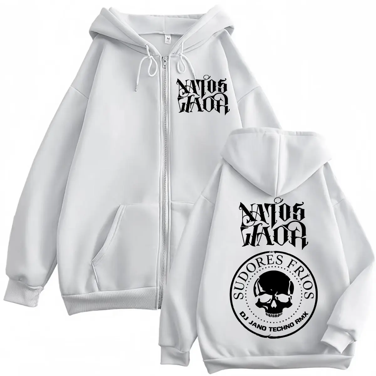 Rap Band Natos Y Waor Double Sided Print Zipper Hoodie Men Women Fashion Hip Hop Zip Up Sweatshirt Casual Loose Fleece Pullovers