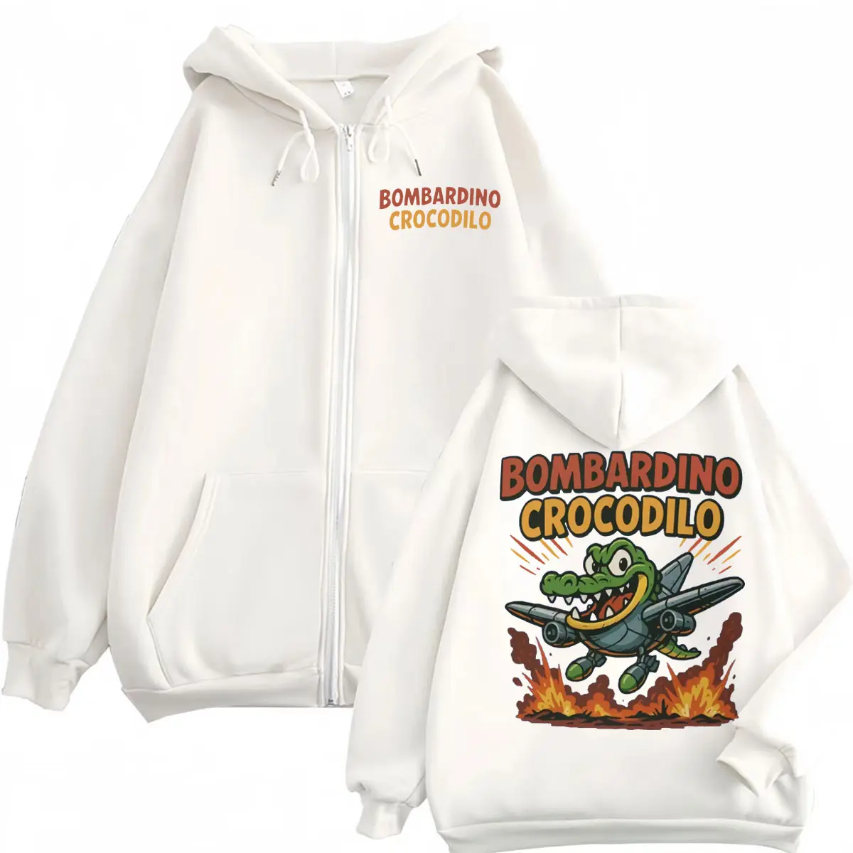 Italian Brainrot Funny Bombardino Crocodilo Meme Hoodies Fashion Cartoon Hooded Sweatshirts Men Women Y2k Oversized Pullovers